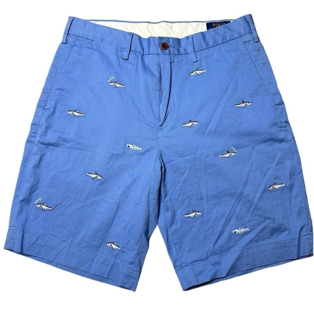 Polo Ralph Lauren Embroidered Fish Chino Shorts Blue Men’s Size 30